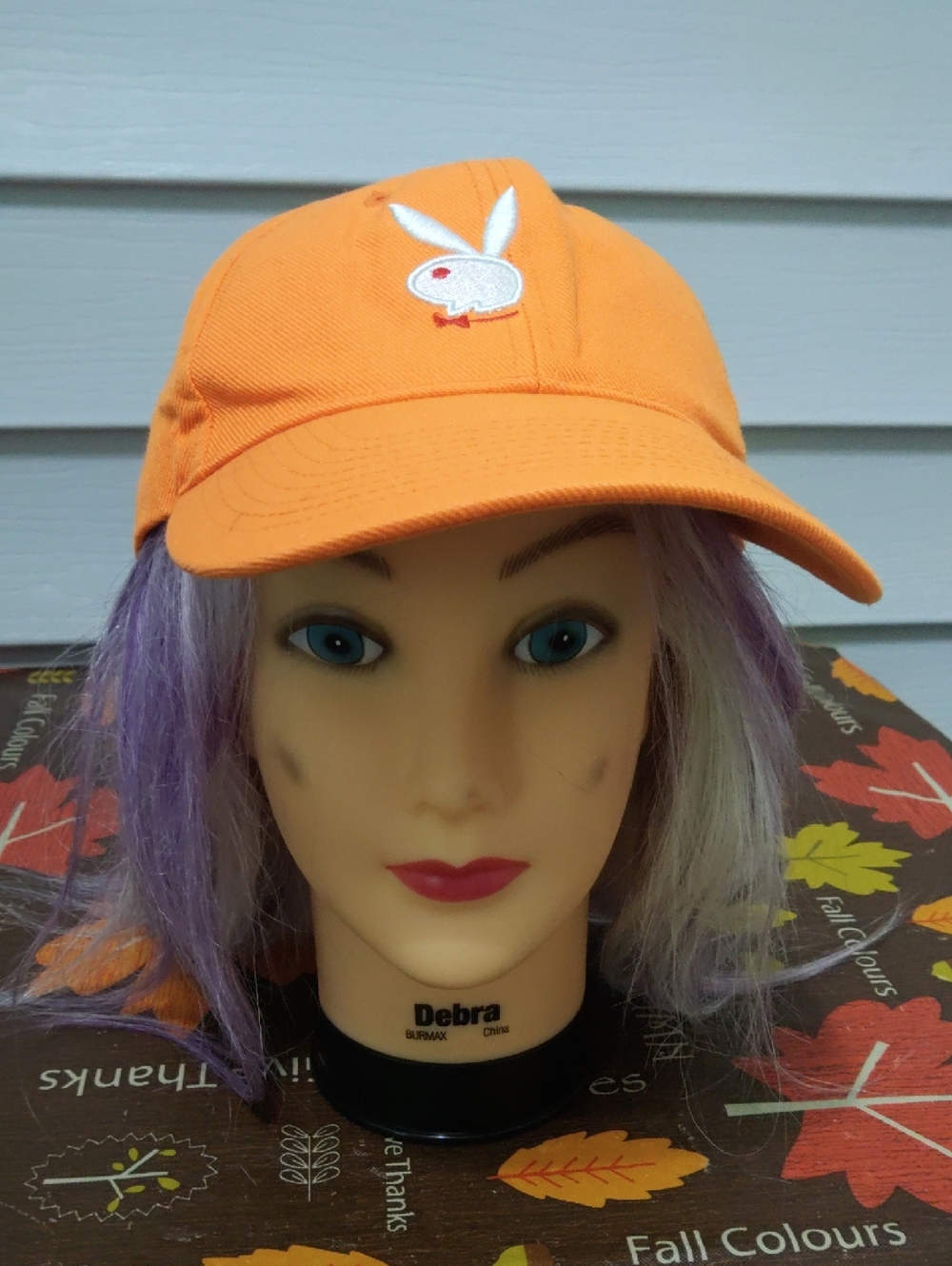 PLAYBOY Orange Baseball Cap with White Bunny Patch